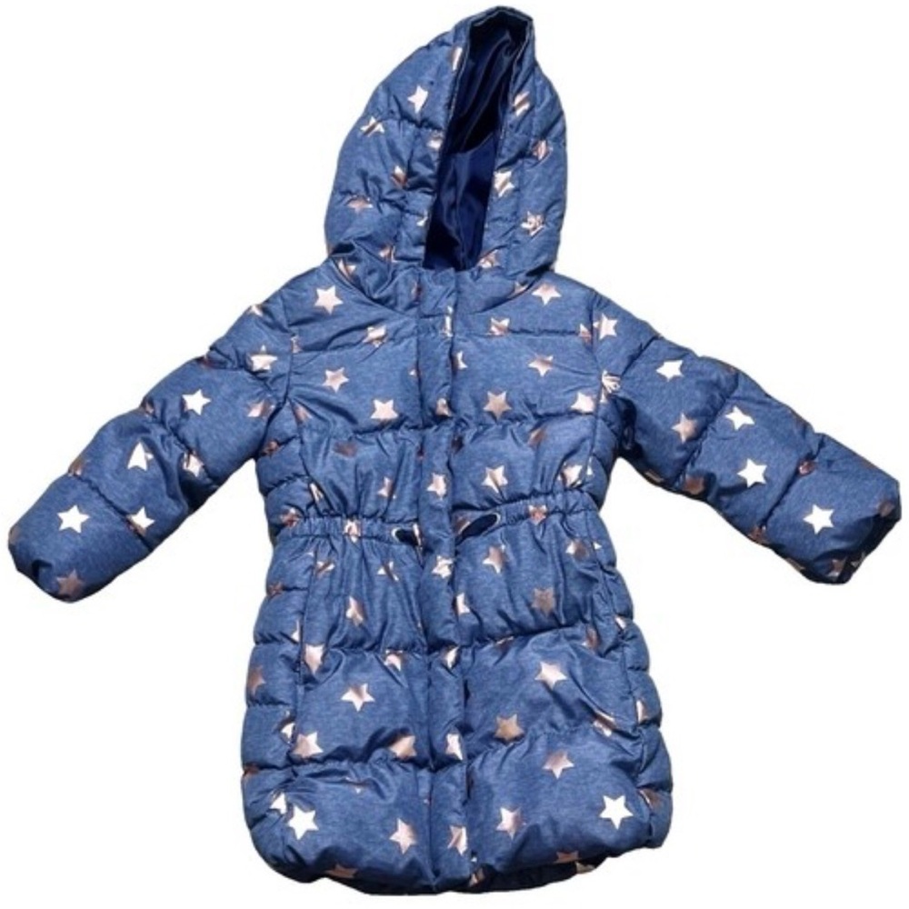 BABY GAP Navy and Rose Gold Girls Hooded Puffer Coat